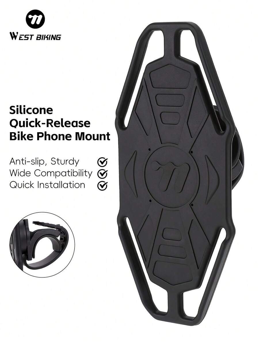 WEST BIKING Silicone Bike Phone Holder Quick To Install Soft And Shock Absorbing For Road Bikes Mountain Bikes And Motorcycle Riding Gear - Multicolor - View 1