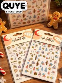 1 Set Stickers Aesthetic, Journaling, Nail Decals, Minimalist Luxury Christmas Style, Ins Simple Holiday Design, Gold Foil Ornament Decals, For Nail Art, Phone Case, Camera, Accessory Surface Embellishment - CD-025,CD-024 - View 2