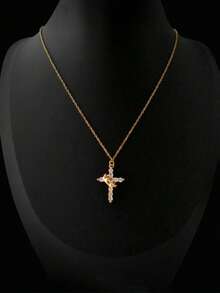 1pc Exquisite Crown Cross Pendant Necklace, Religious Prayer Jewelry, Suitable For Daily Wear And Back To School Season (Crown Direction Random) - Crown - View 3