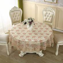 1PC Floral Embroidered Lace Round Tablecloth, Lightweight Hollow Decorative Table Cover, Suitable For Home, Wedding, Dining Table - Burgundy - View 6