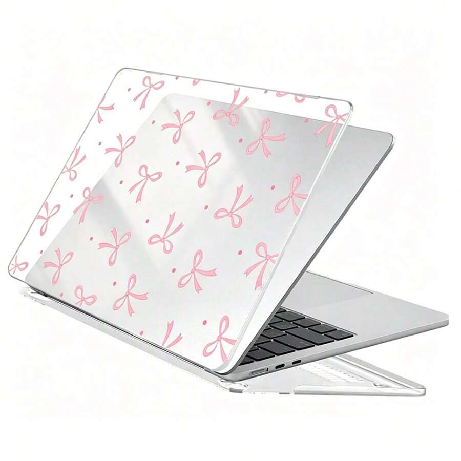 Transparent Full Screen Pink Polka Dot Bow Protective Case, Compatible With MacBook Pro 14-Inch 2026 M5 M2 Air 13.6-Inch Air M1 2024 M4 Pro 16-Inch 14-Inch M5 15-Inch M3 2025, Crystal Clear Protective Case Neo A18 Pro New Model - View 1