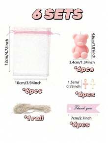 12/6/1 Set - Baptism Gift Set - Pink Teddy Bear Scented Candle Includes Pink Organza Bag And Pink Thank You Tag, DIY Fillable Gift Bag, Suitable For Baby Shower Gifts, Gender Reveal Party Supplies, Birthday, Baby Shower, Christian Baptism, Communion, Infant Baptism, Church Events, Religious Gifts, Girl/Boy Baptism, Guest Favors, Ideal Choice For Party Supplies And Decorations Favor Party - Multicolor - View 14