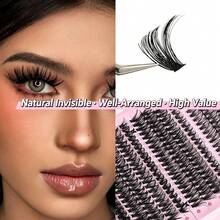 1pc 30D/40D/50D/60D Mixed D Curl Single Cluster False Eyelashes, Multiple Density Options For Customizable Full Voluminous Big Eye Effect, Soft Fiber Hair Easy To Apply And Long-Lasting Shape, Create Thick Fluffy Sunflower Atmosphere Big Eye Makeup Look, Suitable For Home Makeup, Outing Date Touch-Up To Achieve Deep Lively Big Eyes, Popular Affordable Beauty Tool - C - View 4