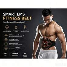 Abdominal Training Belt - USB Rechargeable Abdominal Stimulator Muscle Shaping Belt Unisex Muscle Trainer Abdominal Workout Massager - Black - View 2