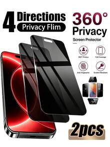 2pcs 360° Full Coverage Privacy Screen Protector, Anti-Peeping, Privacy Protection, Edge-To-Edge Fit, Resists Daily Sharp Object Contact, Effectively Prevents Scratches, Reduces Friction Damage From Keys And Other Items, Handles Mild Drop Impact, Compatible With IPhone Duo/18 Promax/18 Pro/18/17E/17 Pro Max/17 Pro/17Air/17/16 Pro Max/16 Pro/16 Plus/16/15 Pro Max/15 Pro/15 Plus/15/14/13/12/11 And Other Models. - Black - View 44