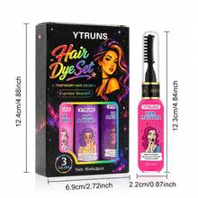 Ytruns Set Pewarna Rambut Sementara 3 Buah, Krim Pewarna Rambut yang Dapat Dicuci, Highlight dan Warna Instan, Formula Tidak Lengket yang Mudah Diaplikasikan, Warna Rambut Cerah dan Bersemangat, Cocok untuk Penataan Rambut Sendiri, Pesta, Festival, Cosplay, dan Penggunaan Sehari-hari - MultiWarna - View 11