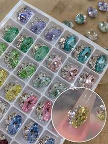 5/48Pcs Lake Blue No-Base Finished Rhinestone Ball Nail Art Decor, Blue Pigeon Egg Rhinestone Ball Nail Art Decoration - Multicolor - View 2