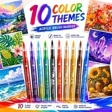Set Spidol Akrilik Cair Ujung Lembut, Seri 22 Warna Tema, Ujung Kuas Elastis Lembut dengan Garis Halus dan Terkendali, Set Kuas Lukisan Karakter Profesional untuk Siswa, Spidol untuk Menggambar Karakter Animasi DIY, Cocok untuk Kaca, Plastik, Logam, Karton, Kain, dan Berbagai Permukaan Lainnya, Cocok untuk Siswa, Kembali ke Sekolah - MultiWarna - View 3