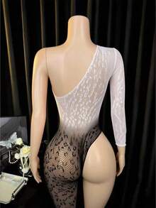 Lingerie Set / Role Play Costume,Cover-Up, Fishnet Bodysuit Elastic Fishnet Lingerie Bodysuit For Women And Girls Bikini - Black and White - View 2