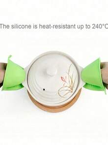 2pcs/Set Sarung Tangan Silikon Tahan Panas dan Klip Isolasi Panas Anti-Selip, Cocok untuk Memanggang, Oven, Microwave - MultiWarna - View 7