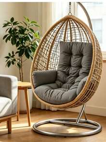 1pc Modern Metal Rocking Chair, Single Hanging Chair With Cushion, Multifunctional Indoor Bedroom Sofa Chair, Home Balcony Living Room Leisure Chair - Multicolor - View 5
