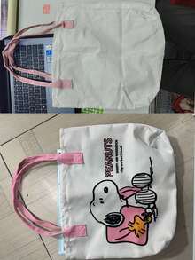 SNOOPY 1件刺繡日式帆布托特包，適合日常通勤、工作、購物、校園收納，亦可作為返校季、生日或節日禮物（隨機款式） - B - 查看 10
