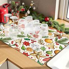 1pc Christmas Diatomaceous Earth Absorbent Dish Drying Mat, Cartoon Style, Suitable For Kitchen Countertop, Home Dining Table Decor, Coffee Machine Mat, Breakfast Mat, Table Mat And Holiday Party Decoration - Multicolor - View 6