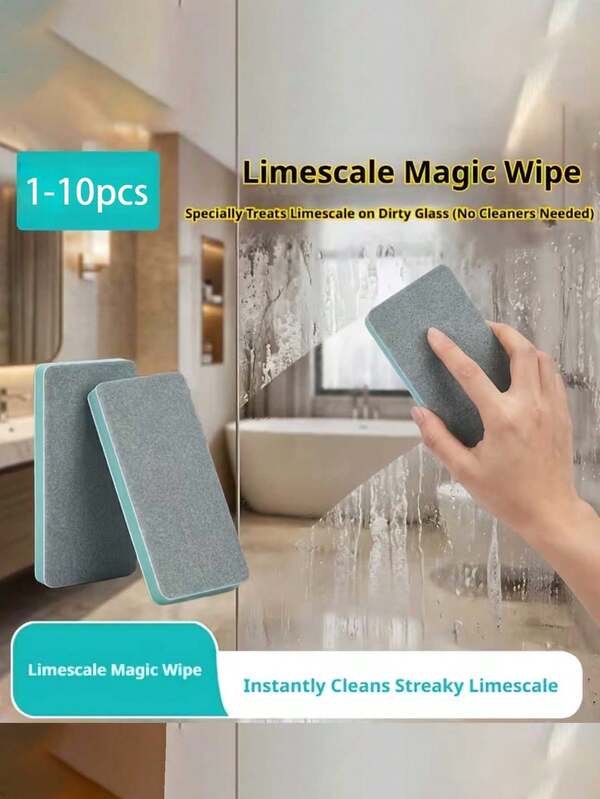 Commercial/Industrial Descaling Cleaning Brush Set, Multi-Functional Cleaning Tool, Suitable For Bathroom Glass, Mirrors And Shower Tiles, Powerful Scrubbing To Remove Water Stains, Streaks And Limescale, Also Suitable For Windows And Sinks