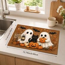 1pc Halloween Ghost Pattern Kitchen Absorbent Drying Mat, Fun Horror Style, Suitable For Halloween, Autumn Kitchen Countertop, Dining Table, Coffee Machine And Party Decoration - Multicolor - View 11