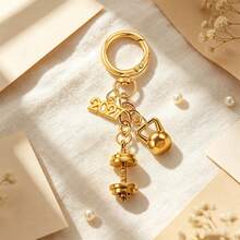 1pc Fitness Style Hollow 2027 Number Keychain, Alloy Dumbbell & Kettlebell Combination Pendant, Personalized Sports Style Bag Charm, Unisex Car Key Accessory, Birthday Holiday Gift Small Item - Multicolor - View 5