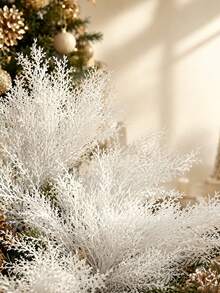20pcs/Set Artificial White Pine Branches, DIY Realistic Flexible Faux Pine Needle Plant Stems, Suitable For Christmas Tree/Wreath Decoration, Christmas Tabletop, Vase Filler, Centerpiece, Fireplace, Holiday, Wedding, Party Decor - Multicolor - View 5