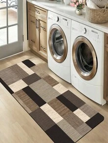1pc Vintage Faux Wood Grain Square Geometric Patchwork Floor Mat, 3.5mm Thick Cuttable Cushioned Anti-Fatigue, Kitchen Anti-Slip Mat, Kitchen Rug, Bathroom Toilet Mat, Hallway Carpet, Entryway Living Room, Outdoor Doormat - Multicolor - View 9