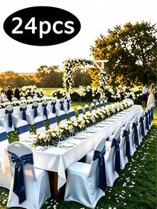 48 Stücke Satin Stuhl Schleifen Band Hochzeit Dekoration, 6*102,3 Zoll (ca. 15*260 cm) Stuhl Schleifen Dekoration, Satin Stuhl Schleifen Stuhlrücken Bindeband Party Stuhl Hochzeit Dekoration Stuhlbezug Schleifen (Marineblau) - marineblau - Übersicht 11