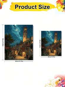 DIY Starry Night Medieval Tower Town (Frameless 8x12 / 16x20 Inches) Paint By Numbers Kit (Acrylic) Arts & Crafts For Adult Beginners, Home Wall Decor, And Holiday Gifts For Relaxing Painting Time - Sets - View 3