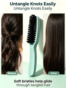 Soft Nylon Bristle Detangling Hair Brush, Ergonomic Smooth Handle, Skin-Friendly Anti-Frizz Styling Comb, Portable Unisex Hair Tool, Suitable For Home, Daily Use, Travel, All Hair Types, Detangling Anti-Frizz Smooth Hair Styling Tool - Multicolor - View 3