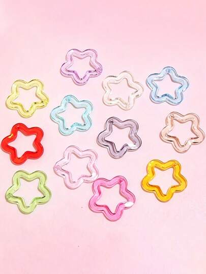 10/20/50Pcs Colorful Transparent Hollow Five‑Pointed Star, Acrylic Star Charms With Hole, DIY Keychain Pendant Jewelry Making Accessories