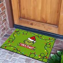 The Grinch The 1PC Christmas Crystal Velvet Floor Mat, Home Living Room Rug, Popular Green Monster Cartoon Print, Suitable For Living Room, Entryway, Doorway Placement, Christmas Home Decor, Create Festive Atmosphere, Practical Holiday Home Decoration - 50 X 80 cm - View 5