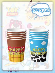 asmodee Crazy Animal Toy Wonders Theme Party Set Of Tableware, With Multiple Options Available. Includes Paper Plates, Paper Cups, Paper Towels, Tablecloth, And Triangular Flags. Perfect For Birthday Party Decoration. - Multicolor - View 5