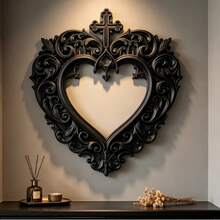 Niche Dark Gothic Cross Heart Carved Frame Baroque Vintage Hollow Empty Frame Wall Art Hanging Decor - View 11