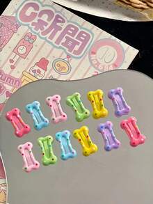 5/20pcs Mini Bone Shaped Pet Dog Hair Clips, Cute Polka Dot Candy Color Cat Dog Hair Clips, Pet Hair Accessories Set, Random Color Bone Pattern - Multicolor - View 3
