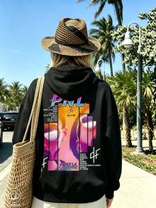 Women's Crew Neck Sweatshirt, Travel Hoodie With Pocket, Cotton T-Shirt, Basic Autumn-Winter Sweatshirt For Women - Black - View 5