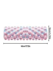 New Professional High-Density Yoga Foam Roller, Single Hollow Floating Point Wolf Tooth Massage Stick, Durable EVA Material Sports Muscle Relaxation Roller, Camouflage Texture Pink-Blue Gradient Design, Moderate Softness Deep Fascia Soothing Tool, Suitable For Home Yoga, Pilates, Stretching Exercises, Muscle Relaxation - View 3