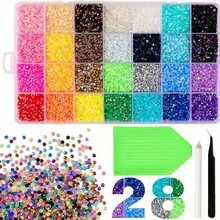 28-Grid Multicolor Resin Jelly Rhinestone Set With Glue, Rhinestone Pen, Tweezers, DIY Craft Rhinestone Stickers For Hair Accessories, Clogs, Hats, Clothing, Jewelry, Craft Materials - Multicolor - View 9