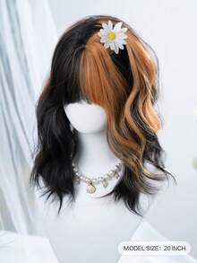 alicegarden 20-Inch Long Synthetic Wig Featuring A Natural Wavy Style In A A Stunning Multicolor. Designed With Bangs , This False Hairpiece Is Perfect For Ms Halloween Cosplay Daily Use, Offering A Natural And Natural Durable Wig Gift For Ladies. No Accessories - Multicolor - View 3