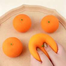 1pc New Realistic Orange Squeeze Ball, Building Block Particle Filled Crunchy Sensation Stress Relief Toy, Crisp Sound Fingertip Fidget Toy, Suitable For Adults And Children 3 Years And Above, Simulation Fruit Toy - Orange - View 8