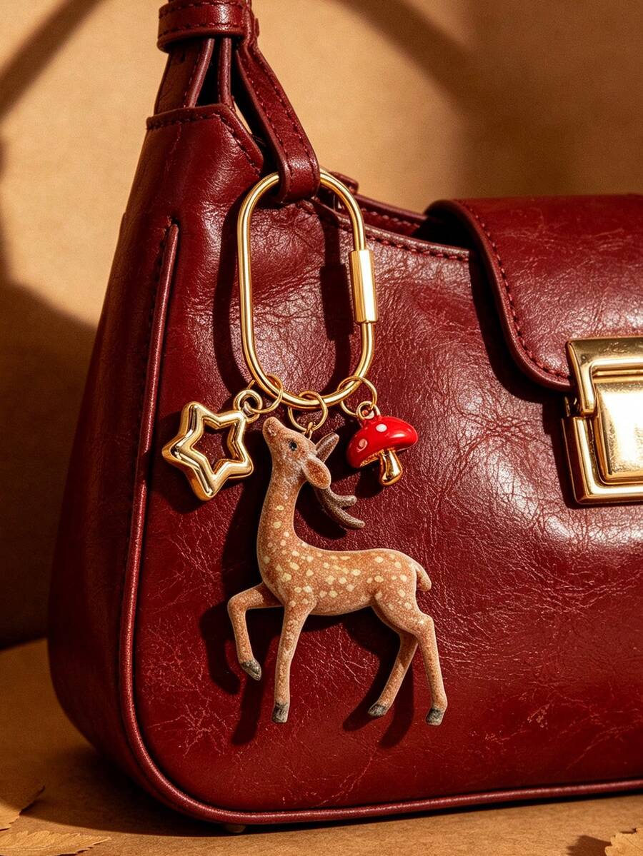 Y2k Style Fun Deer Keychain Bag Hanging, Plush Sika Deer Bag Decoration ...