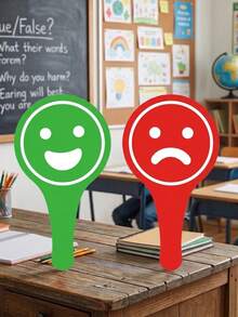 Double-Sided "True" & "False" Sign Handheld Response Cards,Suitable For Classroom Teaching,Family Games,Interactive Learning Activities, Team Building Voting,Back To School Gifts,Photo Props - Multiple Styles - View 2