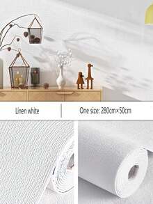 1/4PCS White Linen Texture Surface Self-Adhesive Wall Sticker, PVC Material With Self-Adhesive Backing, Peel And Stick Wallpaper, Bedroom, Living Room And Other Wall Decoration Stickers, Wall Renovation And Decoration Stickers - Wall Decor - View 9