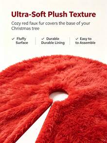 Plush Christmas Tree Skirt (Available In Multiple Sizes), Christmas Tree Floor Mat, Christmas Tree Decoration, Christmas Decor Supplies, Festive Atmosphere Prop, Christmas Decorations For Home, Christmas Home Decor - Multicolor - View 4