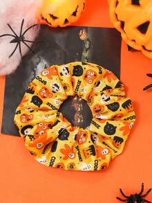 Halloween Elastic Fabric Printed Large Scrunchie Hair Accessory - Multicolor - View 19