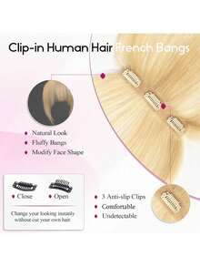 Extensiones de cabello con clips de 360°, adecuadas para mujeres con patillas, 3 clips de , flequillo completo - S613 - Ver 4