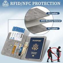Travel Passport Holder With RFID Blocking - Grey - View 6