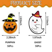 50pcs Halloween Lollipop Jam Chocolate Candy Card Paper Cards, Creative DIY Pumpkin Ghost Candy Cards, Packaging Halloween Party Gift Accessories Decoration - Multicolor - View 2