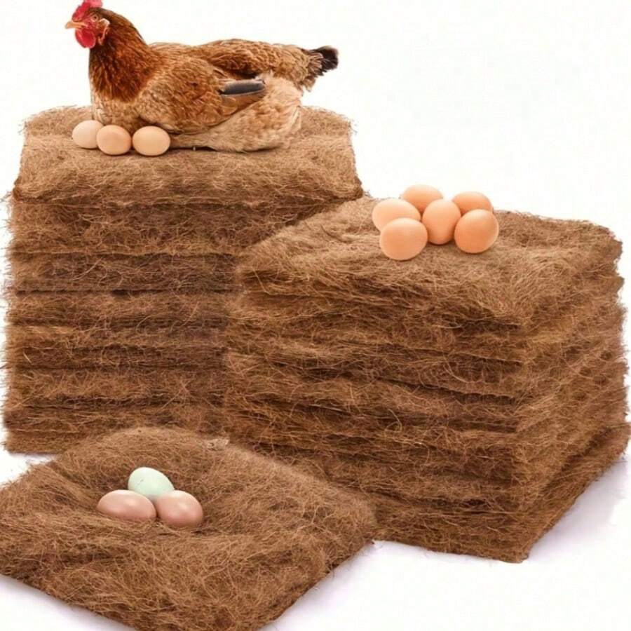 4/6/8pcs Chicken Nesting Pads, Suitable For Egg Boxes, Hen Laying, Bird Breeding Nests And Reptile Cage Mats, Artificial Grass Mat, Machine Washable And Durable, Suitable For Chickens And Pets - Multicolor - View 1