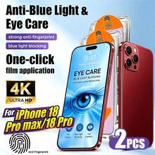 Yezodawee 2pcs Anti-Blue Light Purple Dust-Free Glass Screen Protector For Phone 18 Pro Max/18 Pro/Phone 17 Pro Max/17 Pro/17 Air/17/Phone 15 Pro Max/15 Pro/15 Plus/16 Pro Max/16/16e/16 Pro/16 Plus/14 Pro Max/14/14 Pro/14 Plus/13 Pro Max/13/13 Pro/12/11/XR Eye Protection Auto-Installation Film - Clear - View 37