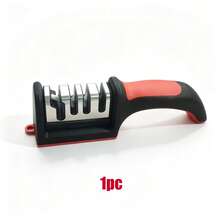 1pc 3-Stage/4-Stage Kitchen Knife Sharpener, Ceramic Blade Sharpening Tool, Boxed - Black - View 13