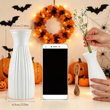 5/10pcs White Striped Plastic Vase Set With Jute Rope Decoration, Modern Vertical Stripe Home Decor Vase, Small Desktop Vase For Living Room, Bedroom, Office, Wedding, Nordic Style Home Desktop Ornament, Table Centerpiece, Suitable For Wedding, Party And Daily Decoration - Clear - View 11