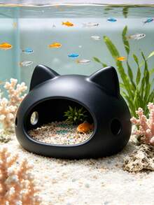Aquarium Decor, 3D Printed Cat Shaped Fish & Shrimp Hideout, Fish Tank Landscaping Prop, Small Fish Hiding House - Happy Aquarium - View 7