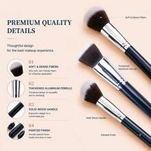 16pcs Face Makeup Brush Set, Includes Face Brushes, Eyeshadow Brushes, Powder, Blush, Foundation, Contour, Eyeshadow, Concealer, Complete Makeup Set For Beginners, Soft Touch Skin-Friendly, Even Powder Pickup, Natural Blending Transition, Suitable For Makeup Enthusiasts Personal Use Or As A Gift - Multicolor - View 3