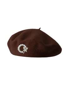 1pc Women's Beret Hat Brooch, Autumn/Winter Vintage Beret Hat Halloween Costume Hat Brooch/Accessory Dual-Use Detachable Sweet Cool Halloween Plush Spider Beret Hat For Women, Vintage Wool Painter Hat - Multicolor - View 13